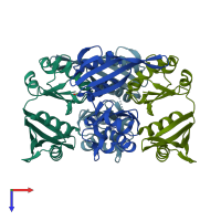 PDB entry 1v8c coloured by chain, top view.