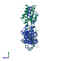 PDB entry 1v8d coloured by chain, side view.