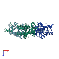 PDB entry 1v8d coloured by chain, top view.