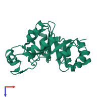 PDB entry 1v8e coloured by chain, top view.