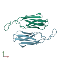 PDB entry 1v8h coloured by chain, front view.