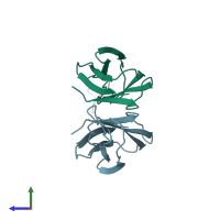 PDB entry 1v8h coloured by chain, side view.