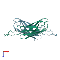 PDB entry 1v8h coloured by chain, top view.