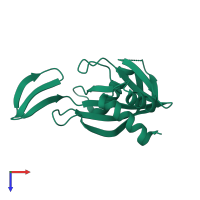 PDB entry 1v8i coloured by chain, top view.