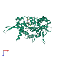 PDB entry 1v8j coloured by chain, top view.