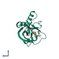 PDB entry 1v8l coloured by chain, side view.