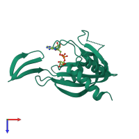 PDB entry 1v8l coloured by chain, top view.