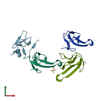 PDB entry 1v8q coloured by chain, front view.