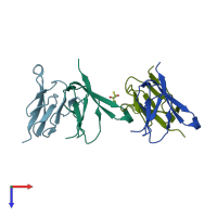 PDB entry 1v8q coloured by chain, top view.