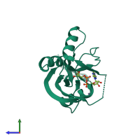 PDB entry 1v8r coloured by chain, side view.