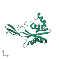 PDB entry 1v8t coloured by chain, front view.