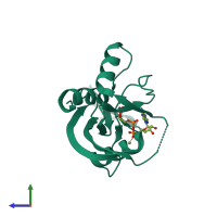 PDB entry 1v8v coloured by chain, side view.