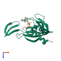 PDB entry 1v8v coloured by chain, top view.