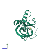 PDB entry 1v8w coloured by chain, side view.