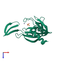 PDB entry 1v8w coloured by chain, top view.