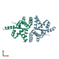 PDB entry 1v96 coloured by chain, front view.