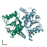 PDB entry 1v9c coloured by chain, front view.