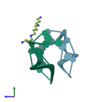 PDB entry 1v9g coloured by chain, side view.