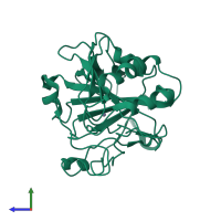 PDB entry 1v9i coloured by chain, side view.