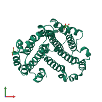 PDB entry 1v9m coloured by chain, front view.
