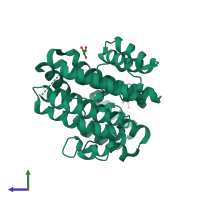 PDB entry 1v9m coloured by chain, side view.