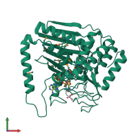 PDB entry 1v9n coloured by chain, front view.