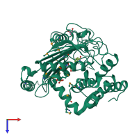 PDB entry 1v9n coloured by chain, top view.