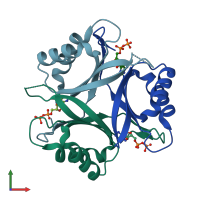 PDB entry 1v9o coloured by chain, front view.