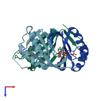 PDB entry 1v9o coloured by chain, top view.