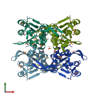 PDB entry 1v9s coloured by chain, front view.