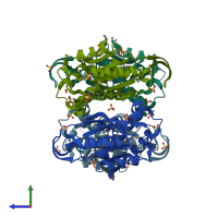 PDB entry 1v9s coloured by chain, side view.
