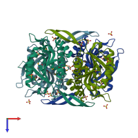 PDB entry 1v9s coloured by chain, top view.