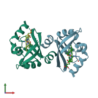PDB entry 1v9y coloured by chain, front view.
