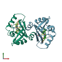 PDB entry 1v9z coloured by chain, front view.