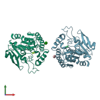 PDB entry 1va5 coloured by chain, front view.