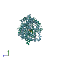 PDB entry 1va6 coloured by chain, side view.