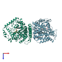 PDB entry 1va6 coloured by chain, top view.