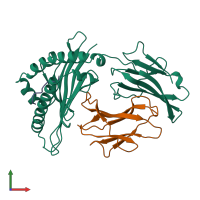 PDB entry 1vac coloured by chain, front view.