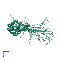 PDB entry 1vae coloured by chain, ensemble of 20 models, top view.