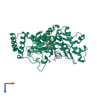 PDB entry 1vag coloured by chain, top view.
