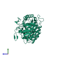 PDB entry 1vah coloured by chain, side view.