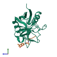 Hetero dimeric assembly 2 of PDB entry 1vai coloured by chemically distinct molecules, side view.