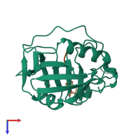 Hetero dimeric assembly 2 of PDB entry 1vai coloured by chemically distinct molecules, top view.