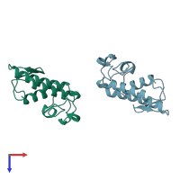 PDB entry 1vap coloured by chain, top view.