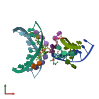 PDB entry 1vaq coloured by chain, front view.