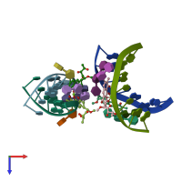 PDB entry 1vaq coloured by chain, top view.