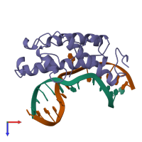 Hetero trimeric assembly 1 of PDB entry 1vas coloured by chemically distinct molecules, top view.