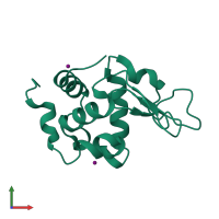 PDB entry 1vat coloured by chain, front view.