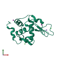 PDB entry 1vau coloured by chain, front view.