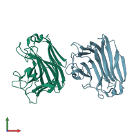 PDB entry 1vav coloured by chain, front view.